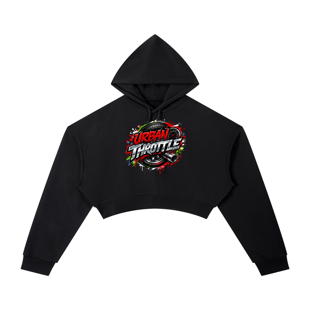 Urban Throttle Women's Cropped 'Speed Syndicate' Graffiti Hoodie