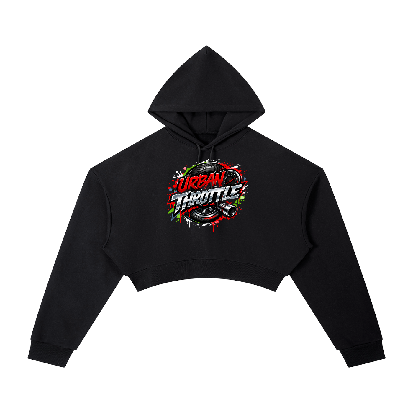 Urban Throttle Women's Cropped 'Speed Syndicate' Graffiti Hoodie