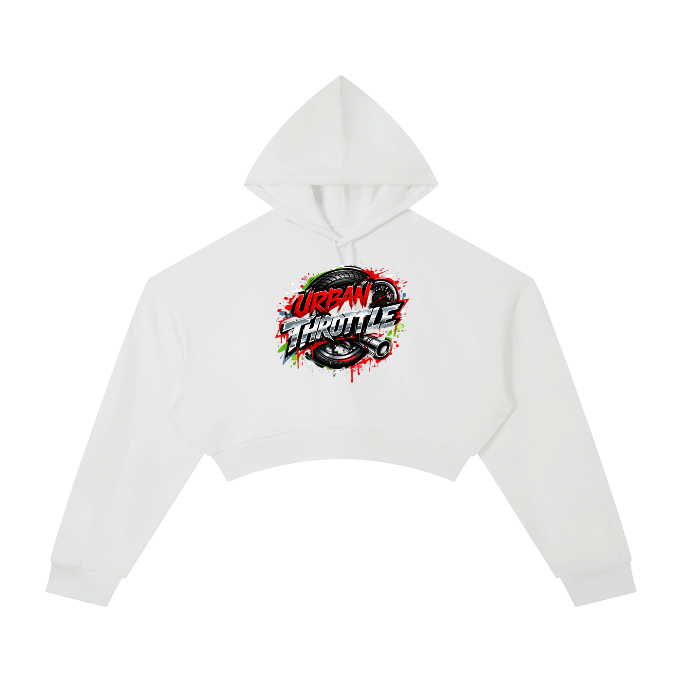 Urban Throttle Women's Cropped 'Speed Syndicate' Graffiti Hoodie